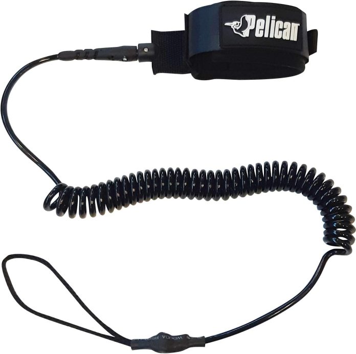 pelican sport sup leash 10 ft long 3m secure coil system strong durable and comfortable 1 stainless steel swivel connect