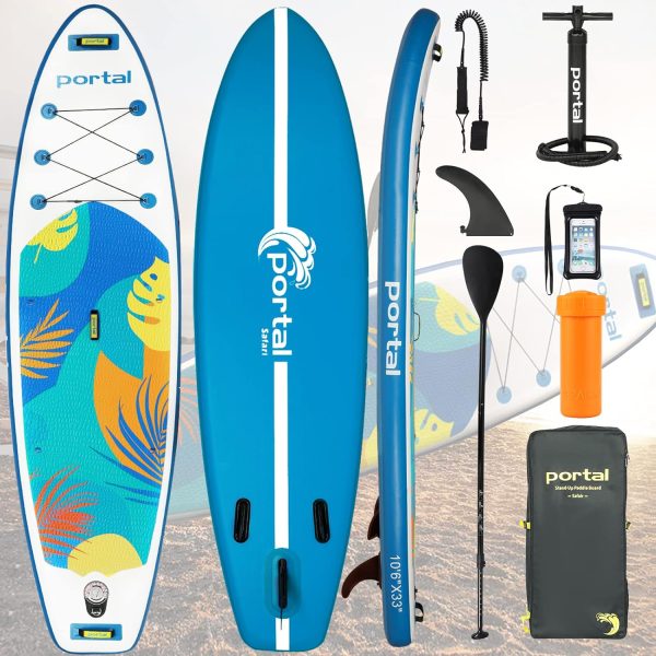 PORTAL SUP Inflatable Paddle Board for Adults, 106 /116 Stand Up Paddleboards, Non-Slip Deck Blow up Paddle Boards with Adjustable Paddle, Carry Bag, Emergency Repair Kit
