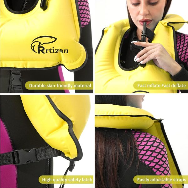 Rrtizan Snorkel Vest, Adults Portable Inflatable Swim Vest Jackets for Snorkeling Swimming Diving Safety