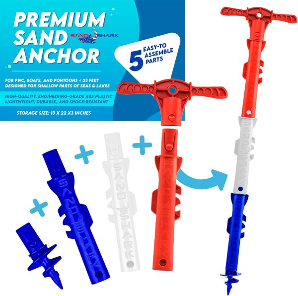 SandShark New Sport Boat Anchor and Jet Ski Anchor. 4ft Shallow Water Anchor Pole for Boat. Must Have Pontoon Boat Accessories Anchor Kit. Kayak Anchor System. Easy Storage, High-Strength ABS Plastic.