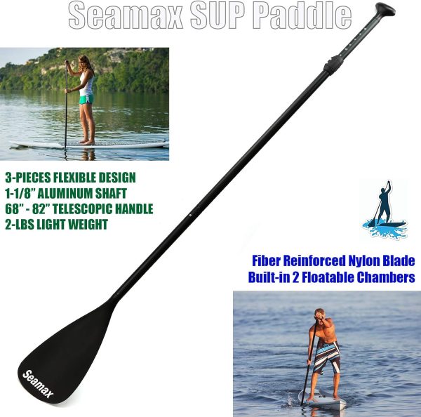 SEAMAX SUP Paddle for All Stand Up Paddle Board Floatable and Portable, Adjustable Length 68” to 82” for Kid and Adult