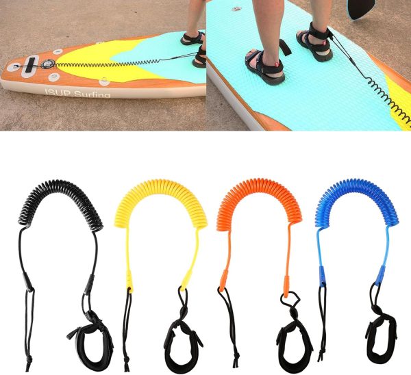 Stand Up Paddle Board Leash Surfs Board Leashes Replacement Coiled SUPs Leash Leg Rope for Shortboard Longboards Straight Surfs Board Leashes Durable Accessories