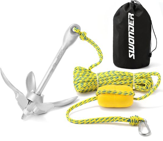 swonder kayak anchor 35lbs folding anchor kit w 40ft rope storage bag complete accessories kit for kayak paddle board je