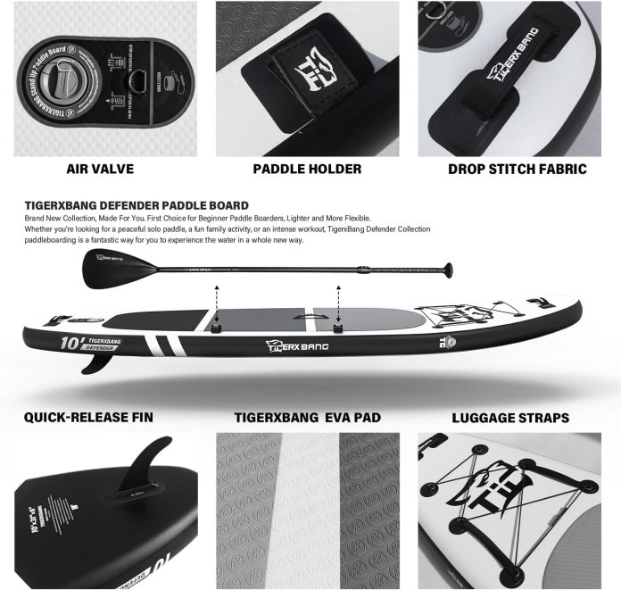 tigerxbang inflatable paddle board with premium sup board accessories allround paddle boards for adultskidsstand up padd 1