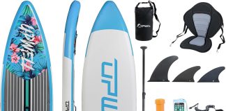 upwell 11611211106 inflatable stand up paddle board with sup accessories non slip comfort deck for youth adults
