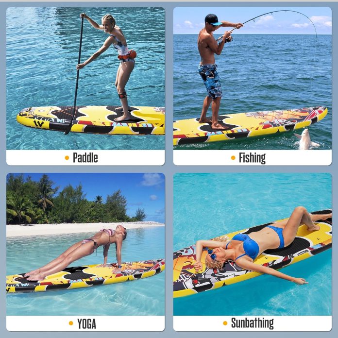 winnovate inflatable stand up paddle board 106x32116x34 wide paddle board for adults youth surfboard all round sup board 3