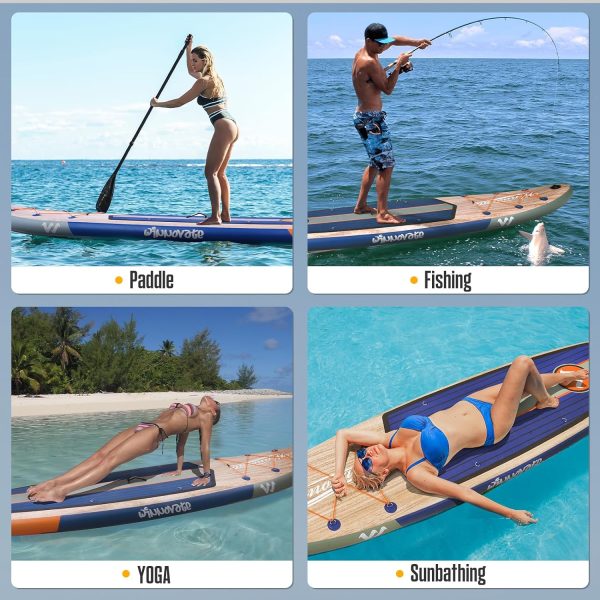 Winnovate Inflatable Stand Up Paddle Board, Wide Paddle Board, Surfboard, SUP Accessories with Non-Slip Deck, Camera Mount, Shoulder Strap, Leash, Pump, 5L Dry Bag, Waterproof Phone Bag