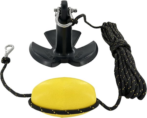 XIALUO Marine River Anchor Kit 12 lb Black PE Coated Kayak Anchor Accessories with 50 ft Rope for Fishing Kayaks, Canoe, Jet Ski, SUP Paddle Board and Small Boats