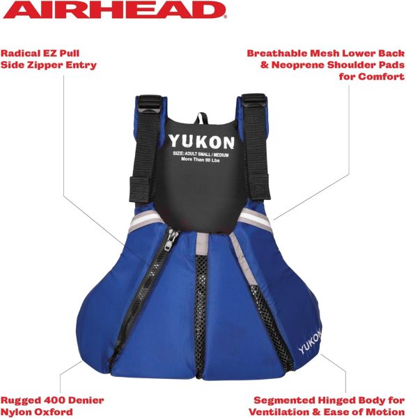 Yukon Charlies Sport Paddle Life Vest, Sapphire Blue, X-Small (13007-07-B-SA)