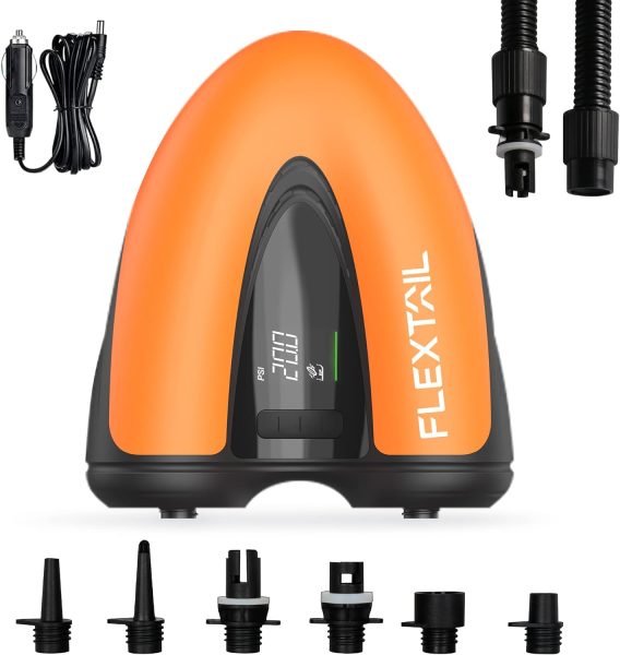 FLEXTAILGEAR Max Sup Pump Lite Electric Air Pump - 12V Dual Stage Inflate  Deflate, Digital Display for Paddle Boards, Kayaks, Boats, Yoga Balls, Inflatable Tents  Accessories (Not Rechargeable)