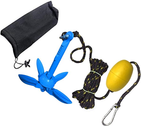 Marine Kayak Anchor Accessories Kits 0.7kg/1.5 lbs Portable Buoy Kit Canoe Raft Boat Sailboat Fishing with Rope Complete