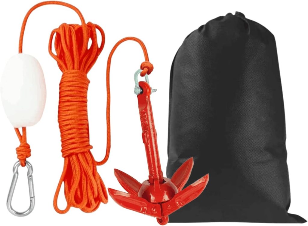 Kayak Anchor Kit 1.5/3.5lb Small Boat Anchor Folding Grapnel Anchor for Kayak, Small Boat Canoe, Paddle Board, Jet Ski with 32.8 ft Anchor Tow Rope Carrying Bag