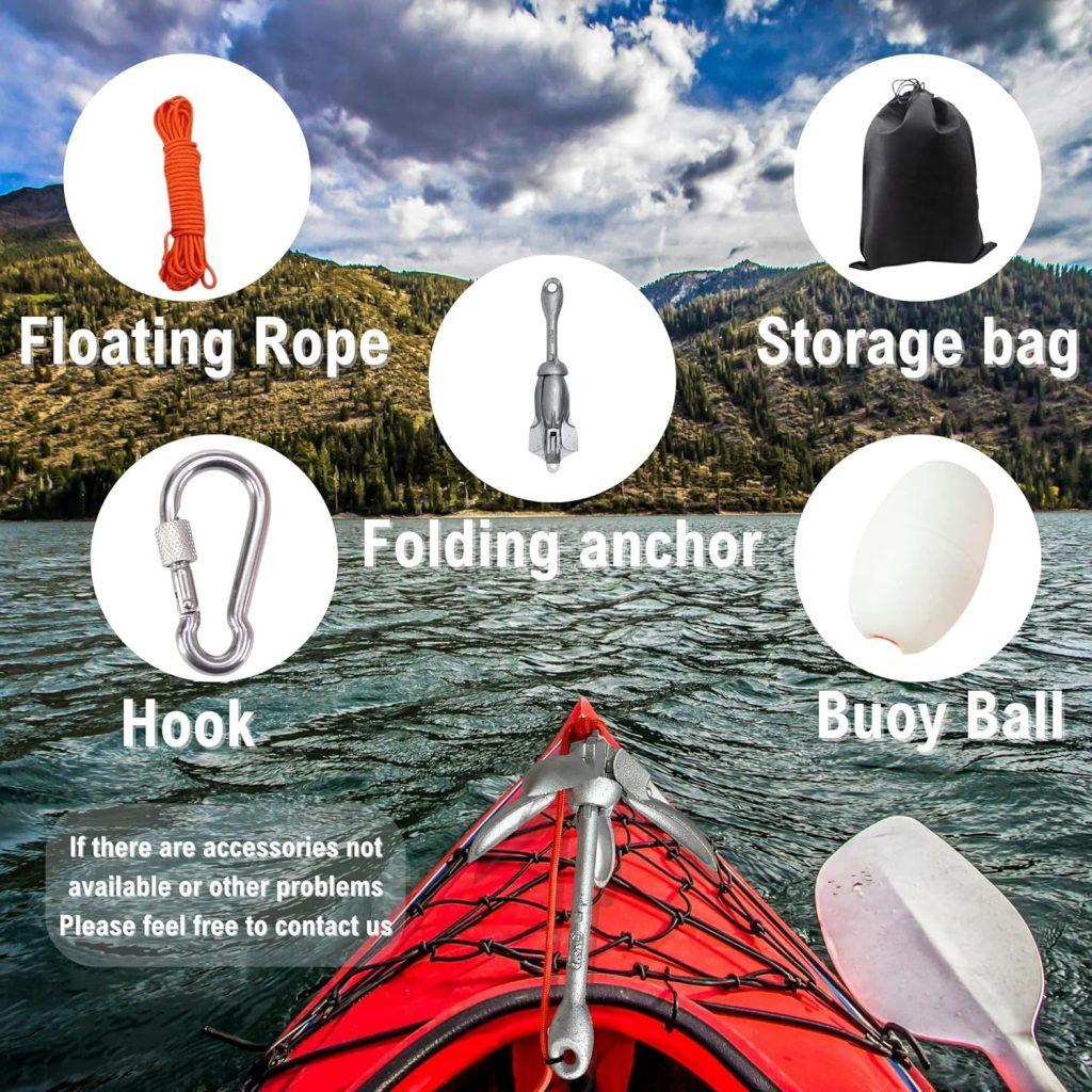 Kayak Anchor Kit 1.5/3.5lb Small Boat Anchor Folding Grapnel Anchor for Kayak, Small Boat Canoe, Paddle Board, Jet Ski with 32.8 ft Anchor Tow Rope Carrying Bag