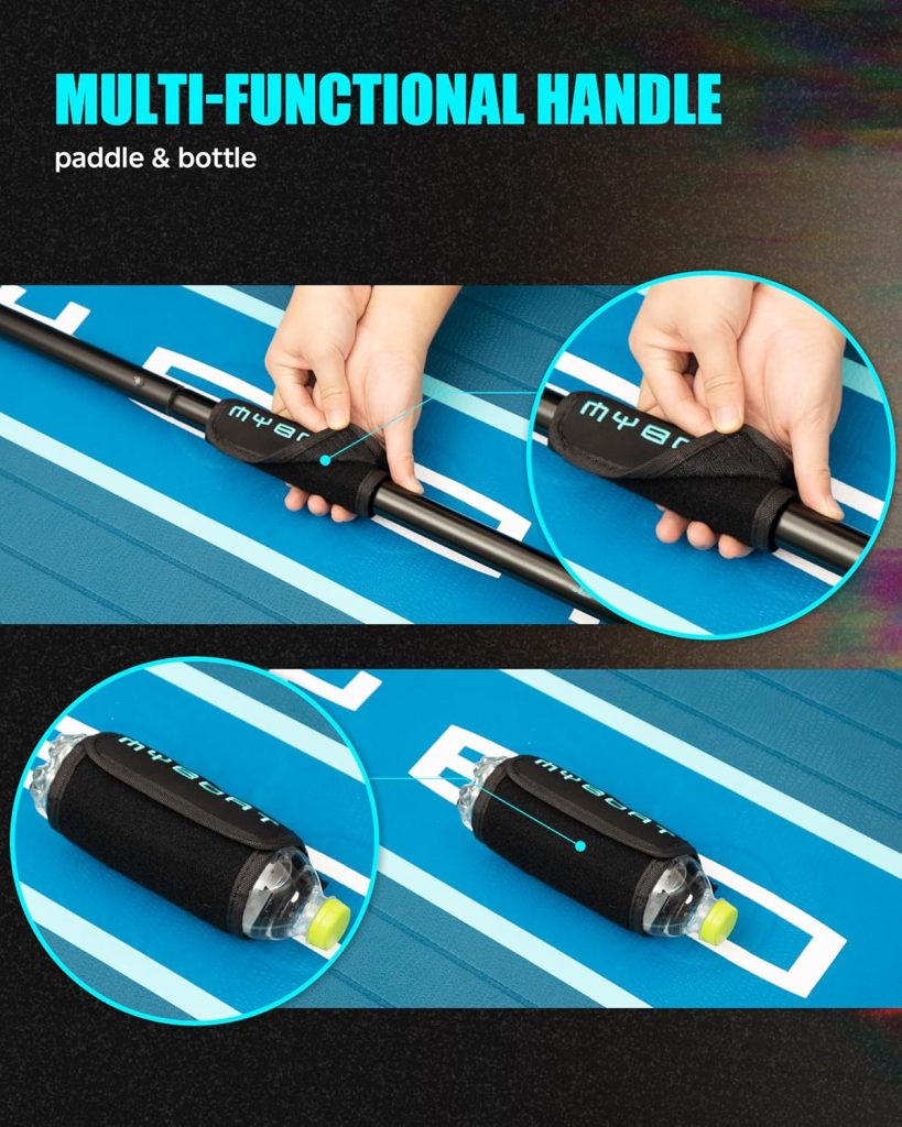 116×34×6 Extra Wide Inflatable Paddle Board, Stand Up Paddle Board for Fishing, Sup Board with 3 Removable Fins, Dual Bungees, Camera Mount, Hand Pump, Strong Paddle, 5L Dry Bag, Leash