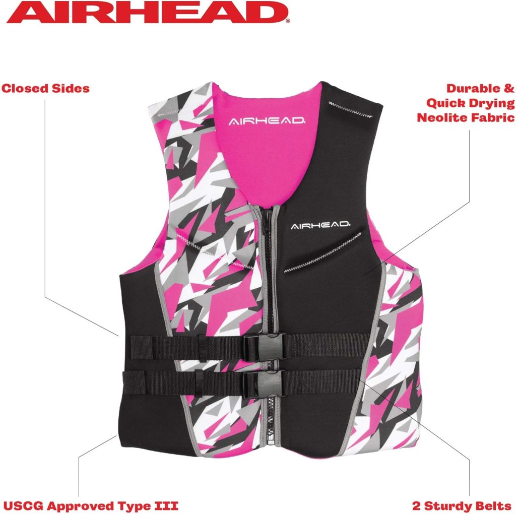 Airhead Womens CAMO COOL Kwik-Dry Neolite Flex Life Jacket, US Coast Guard Approved