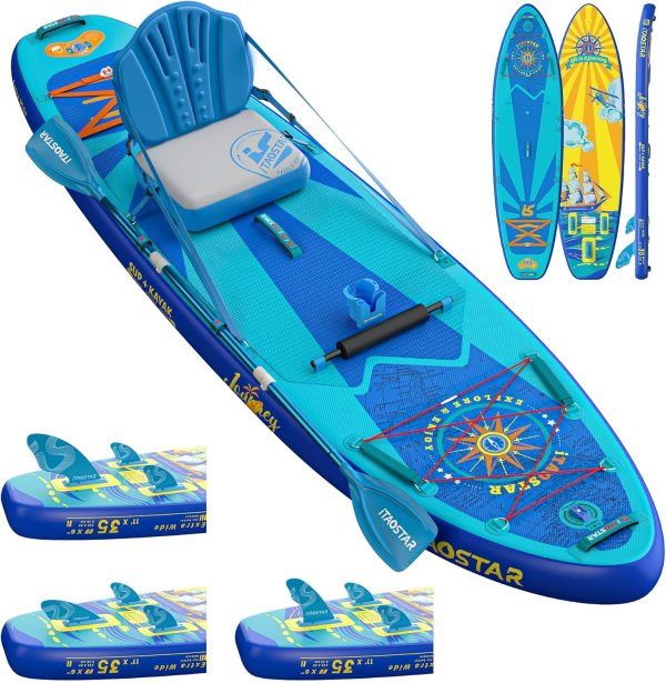 iTAOSTAR Journey 11'6" / 11'×34" / 11'×35" Extra Wide Paddle Board, One-Stop Premium SUP Board Accessories, Tailored Fins, Stable Inflatable Stand Up Paddle Boards for Youth/Adults of All Skill Levels