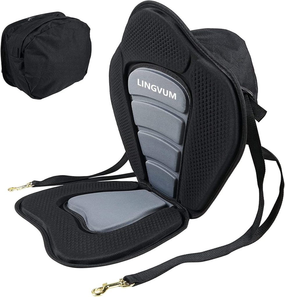 Deluxe Kayak Seat, Detachable Kayak Seats With Back Support, Adjustable Back Support Seats for Canoe Fishing Boat Universal With Storage Bag