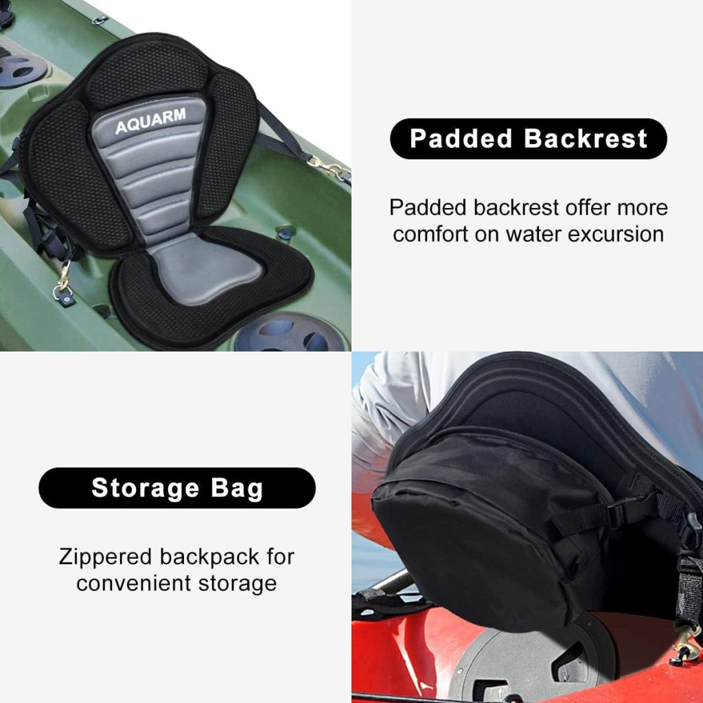 Kayak Seat Cushion Pad, Fishing Boat Seat with Storage Bag, Universal Adjustable Kayaks Seat, Detachable Paddle Board Sit for Kayaking, Sup and Canoe(Black) Kayak Seat Cushion Pad, Fishing Boat Seat with Storage Bag, Universal Adjustable Kayaks Seat, Detachable Paddle Board Sit for Kayaking, Sup and Canoe(Black)