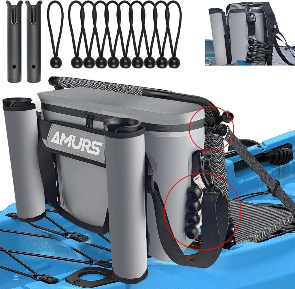 Kayak Cooler, 4.5 Gallon Portable Kayak Cooler Bag with Rod Holder and Lawn-Chair Style Seat, Ideal for Fishing, Beach, Camping