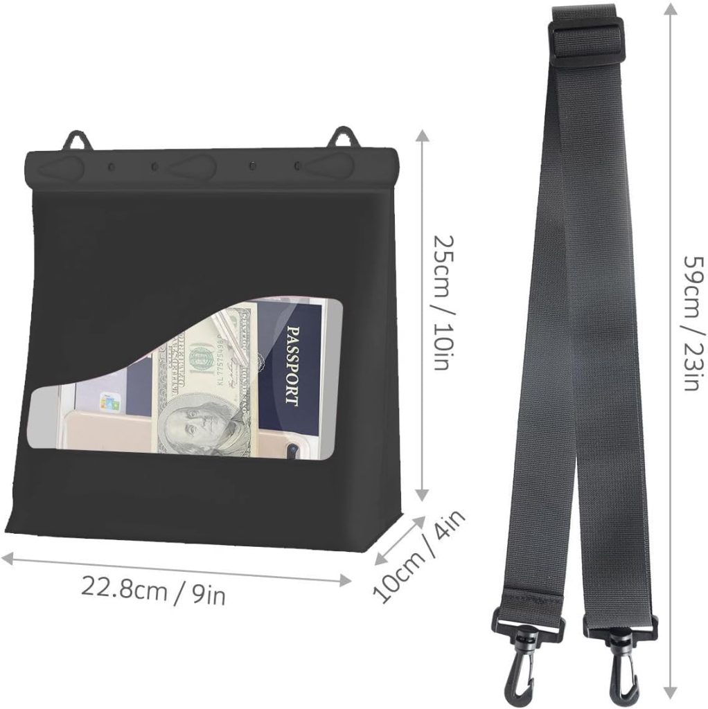 LAQ DESiGN STAYDRY Waterproof Bag, Dry Bag with Shoulder Strap for Swimming, Boating, Traveling, Snorkeling, Kayaking, Fishing, Diving, Hiking, Camping-Large (Black)