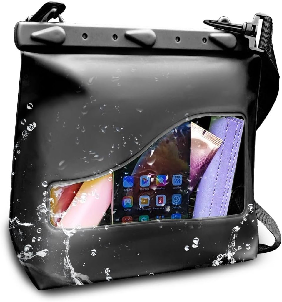 LAQ DESiGN STAYDRY Waterproof Bag, Dry Bag with Shoulder Strap for Swimming, Boating, Traveling, Snorkeling, Kayaking, Fishing, Diving, Hiking, Camping-Large (Black)