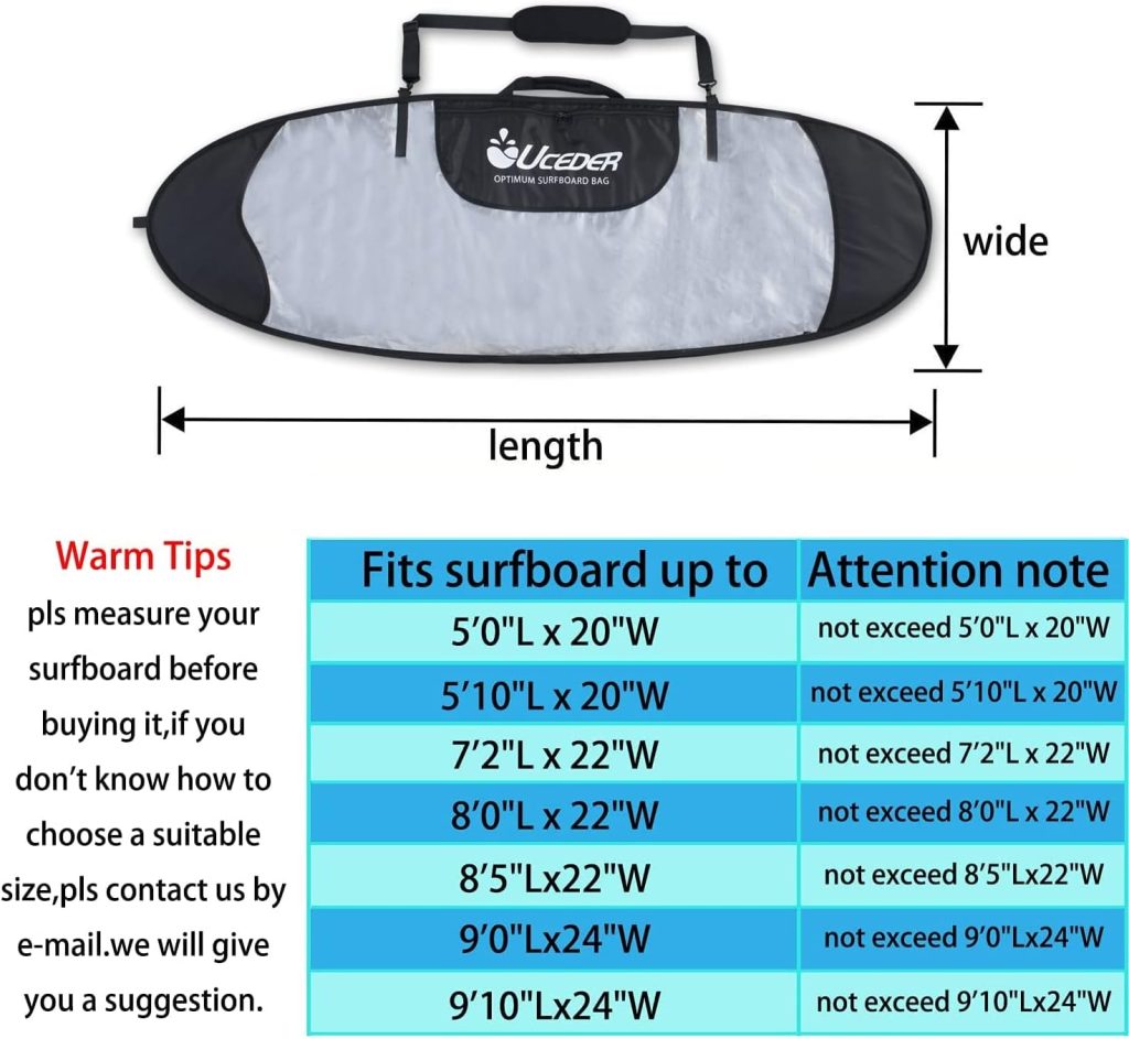 UCEDER Surfboard Cover and Surfboard Storage Bag for Outdoor Travel,50-910 Surfboard Bag,Maximum Protection for Your Surfboard