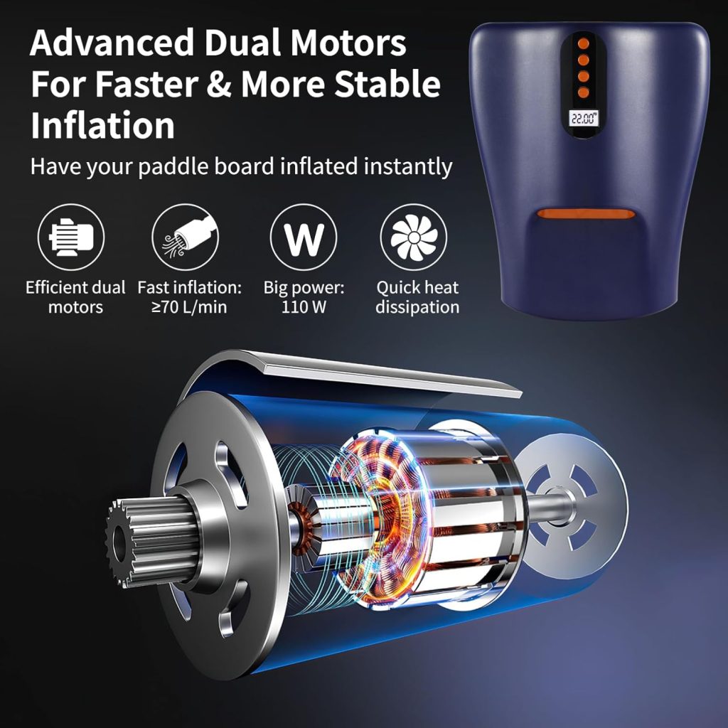 Air Pump, Electric Air Pump Inflator, 22 PSI Digital LCD Display Air Pump, 12V DC Car Cigarette Lighter Plug, Portable Dual Motors Auto-Off Function for Paddle Boards, Inflatable Boats and Kayaks Air Pump, Electric Air Pump Inflator, 22 PSI Digital LCD Display Air Pump, 12V DC Car Cigarette Lighter Plug, Portable Dual Motors Auto-Off Function for Paddle Boards, Inflatable Boats and Kayaks
