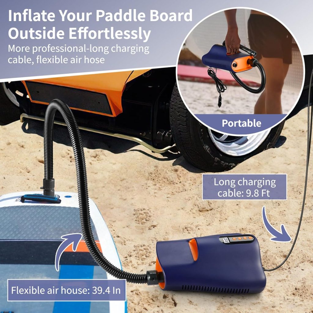 Air Pump, Electric Air Pump Inflator, 22 PSI Digital LCD Display Air Pump, 12V DC Car Cigarette Lighter Plug, Portable Dual Motors Auto-Off Function for Paddle Boards, Inflatable Boats and Kayaks Air Pump, Electric Air Pump Inflator, 22 PSI Digital LCD Display Air Pump, 12V DC Car Cigarette Lighter Plug, Portable Dual Motors Auto-Off Function for Paddle Boards, Inflatable Boats and Kayaks