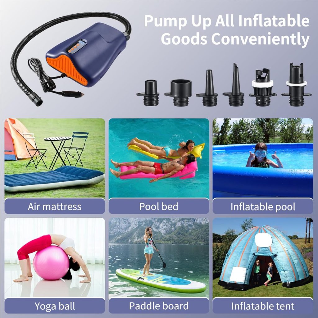 Air Pump, Electric Air Pump Inflator, 22 PSI Digital LCD Display Air Pump, 12V DC Car Cigarette Lighter Plug, Portable Dual Motors Auto-Off Function for Paddle Boards, Inflatable Boats and Kayaks Air Pump, Electric Air Pump Inflator, 22 PSI Digital LCD Display Air Pump, 12V DC Car Cigarette Lighter Plug, Portable Dual Motors Auto-Off Function for Paddle Boards, Inflatable Boats and Kayaks