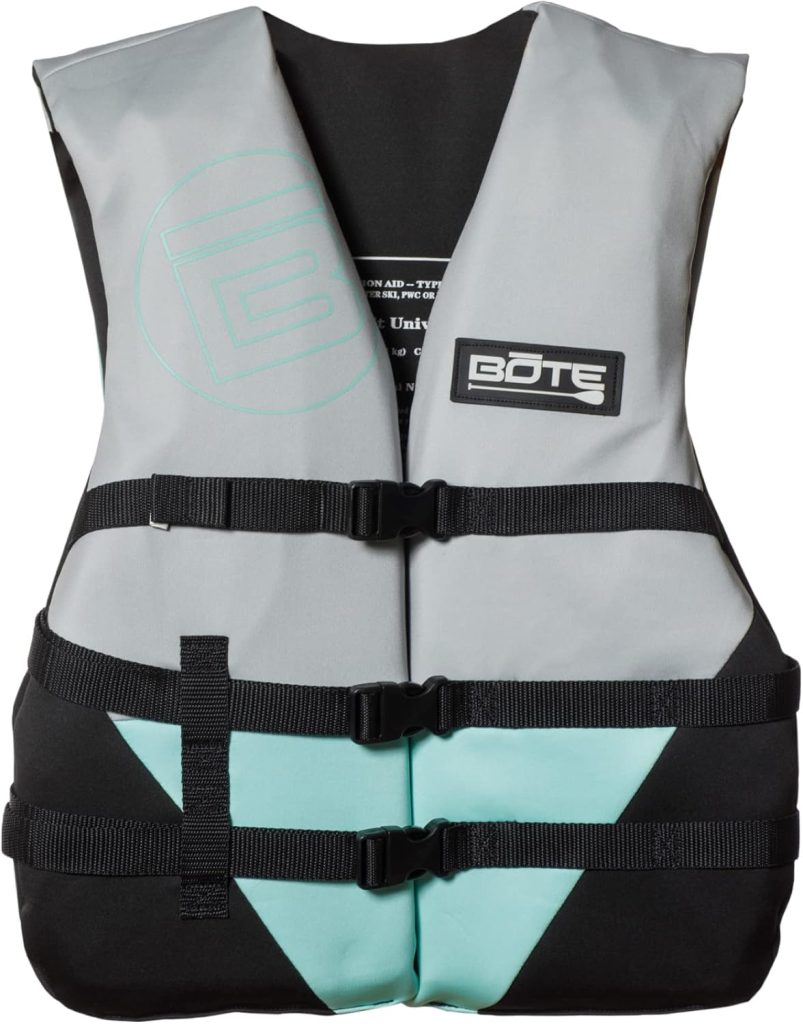 BOTE Universal Adult Unisex Foam PFD Vest Life Jackets for Adults USCG Approved PFD Adjustable Buckles Chest Size S-L 30-52 inches Customized Fit Multiple Sizes