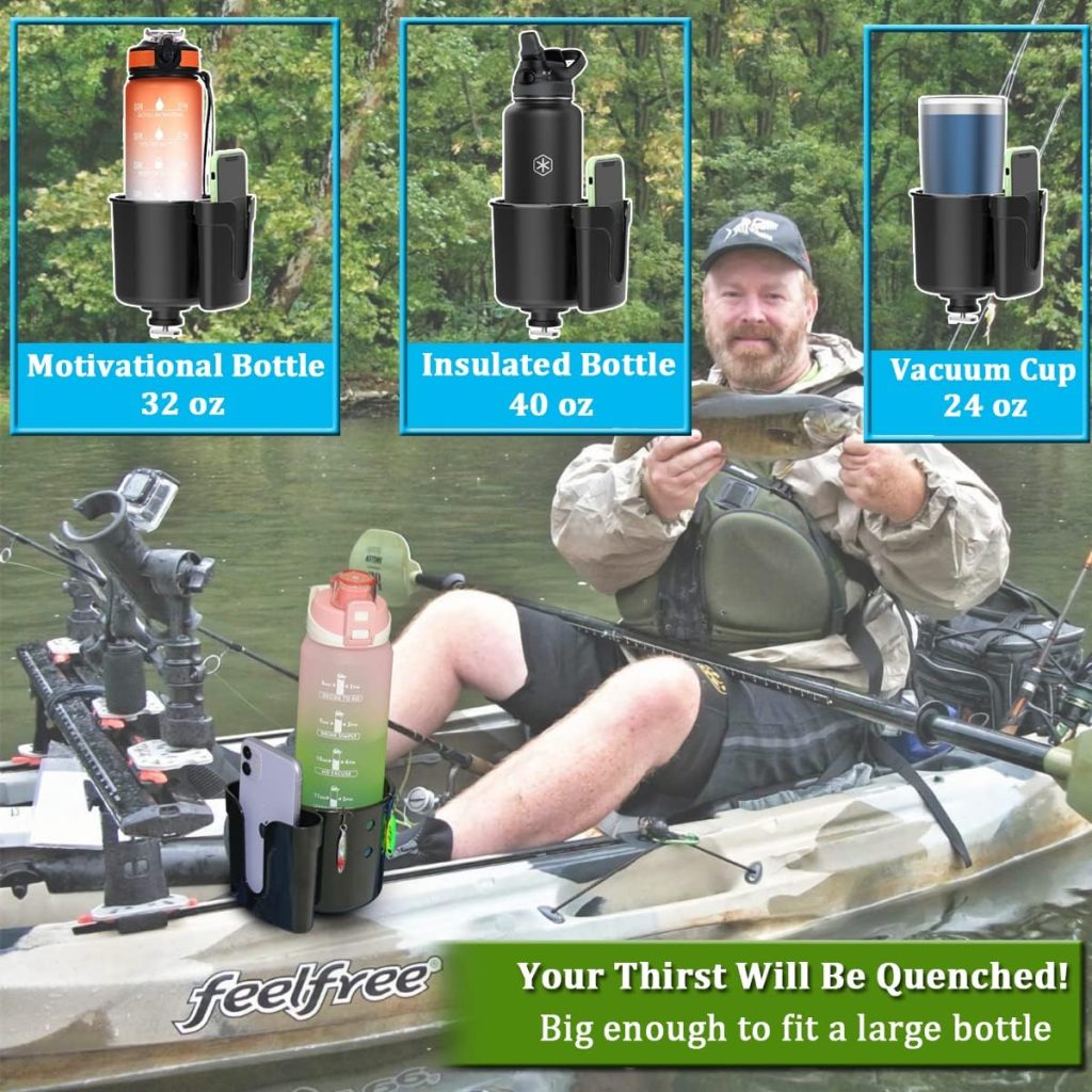 Multifunctional Kayak Cup and Phone Holder, Fishing Tool and Lures Storage, Bottle and Drink Holder, Kayak Fishing Accessories, Track Mount Install