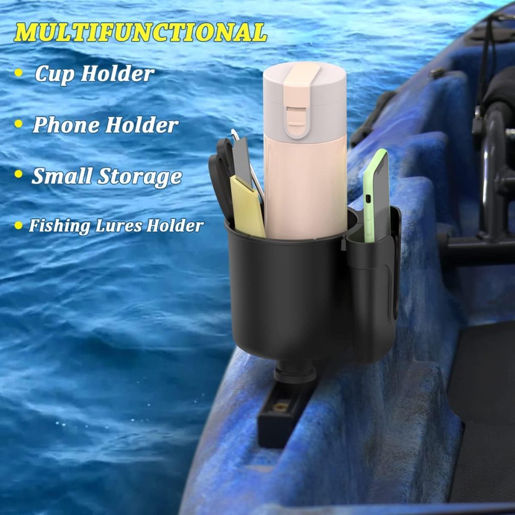 Multifunctional Kayak Cup and Phone Holder, Fishing Tool and Lures Storage, Bottle and Drink Holder, Kayak Fishing Accessories, Track Mount Install