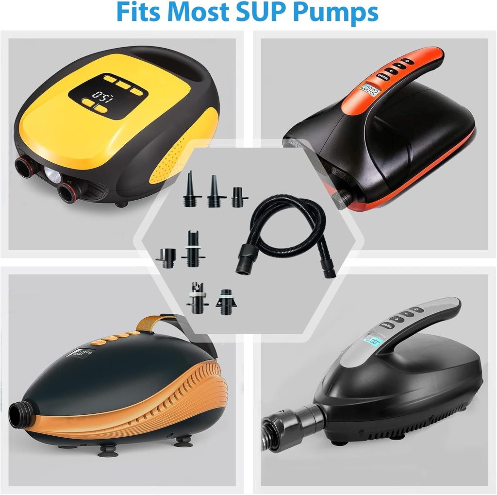 Paddle Board Pump Adapter Set, 1 Sup Pump Hose 7 Sup Air Nozzles, Sup Pump Replacement Parts, Paddleboard Electric Air Pump Accessories Attachment for Inflatable Boats, Rafts, Kayak Paddle Board Pump Adapter Set, 1 Sup Pump Hose 7 Sup Air Nozzles, Sup Pump Replacement Parts, Paddleboard Electric Air Pump Accessories Attachment for Inflatable Boats, Rafts, Kayak