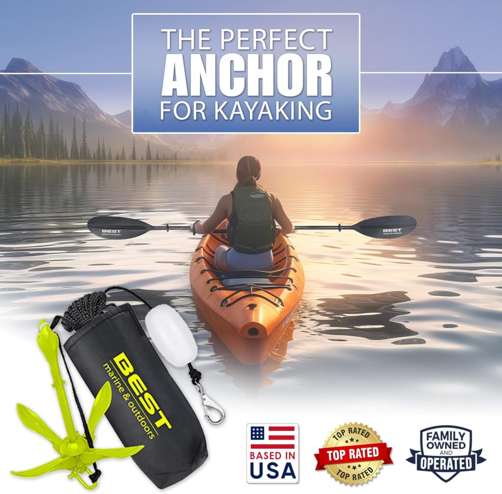 Best Marine and Outdoors Kayak Anchor, 3.5 Pound Anchor System Kit for Kayaks, Canoes, SUP Paddle Boards  Jet Skis, Fishing, Boating  Kayaking Accessories
