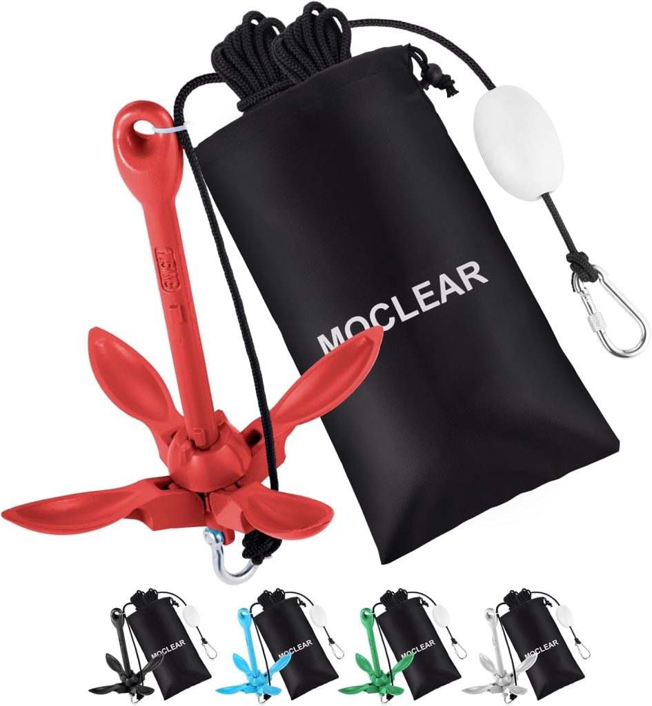 Kayak Anchor Kit, 1.5/3.5 lb Compact Folding Grapnel Anchor for Kayaks, Canoes, SUPs, Jet Skis, Small Boats - Lightweight Portable Marine Boat Anchor with Rust-Resistant Design Kayak Anchor Kit, 1.5/3.5 lb Compact Folding Grapnel Anchor for Kayaks, Canoes, SUPs, Jet Skis, Small Boats - Lightweight Portable Marine Boat Anchor with Rust-Resistant Design