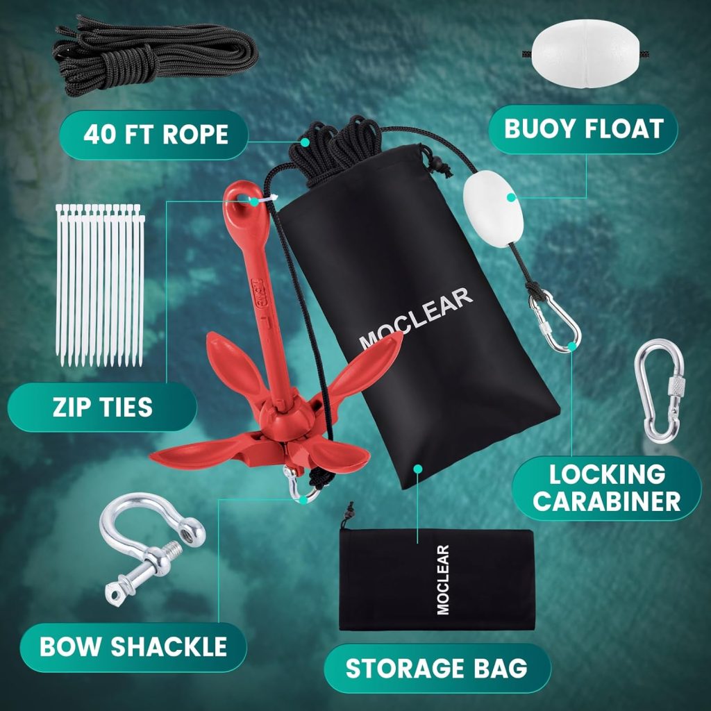 Kayak Anchor Kit, 1.5/3.5 lb Compact Folding Grapnel Anchor for Kayaks, Canoes, SUPs, Jet Skis, Small Boats - Lightweight Portable Marine Boat Anchor with Rust-Resistant Design Kayak Anchor Kit, 1.5/3.5 lb Compact Folding Grapnel Anchor for Kayaks, Canoes, SUPs, Jet Skis, Small Boats - Lightweight Portable Marine Boat Anchor with Rust-Resistant Design