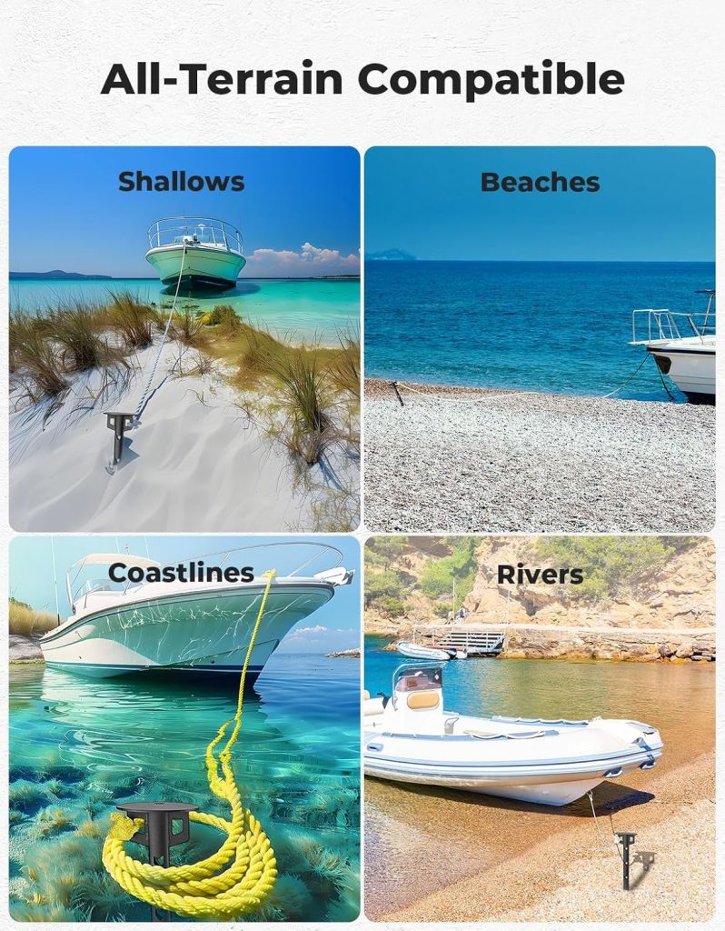 KEMIMOTO Boat Anchor, Kayak Anchor Jet Ski Anchor PWC Anchor Shallow Water Anchor, Sand Anchor for Small Boat Pontoon Canoe Kayak Anchor System Safety Kit