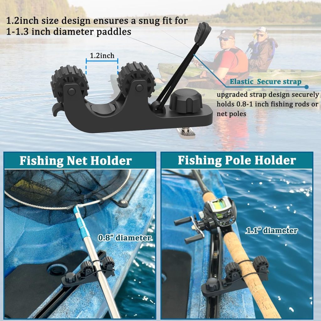 Huntury Kayak Paddle Holder, Save Kayak Track Space, Fishing Net, Fishing Poles Holder for Fishing, Track Mount Accessories Huntury Kayak Paddle Holder, Save Kayak Track Space, Fishing Net, Fishing Poles Holder for Fishing, Track Mount Accessories