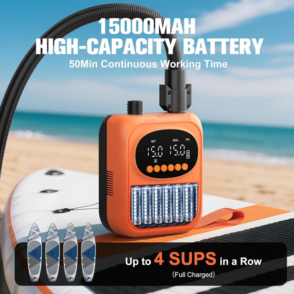 Paddle Board Pump, 20PSI High Pressure SUP Pump with Auto-Off, Dual Stage Inflation Deflation for Stand Up Paddle Boards, Boat, Tent, Mattress Paddle Board Pump, 20PSI High Pressure SUP Pump with Auto-Off, Dual Stage Inflation Deflation for Stand Up Paddle Boards, Boat, Tent, Mattress