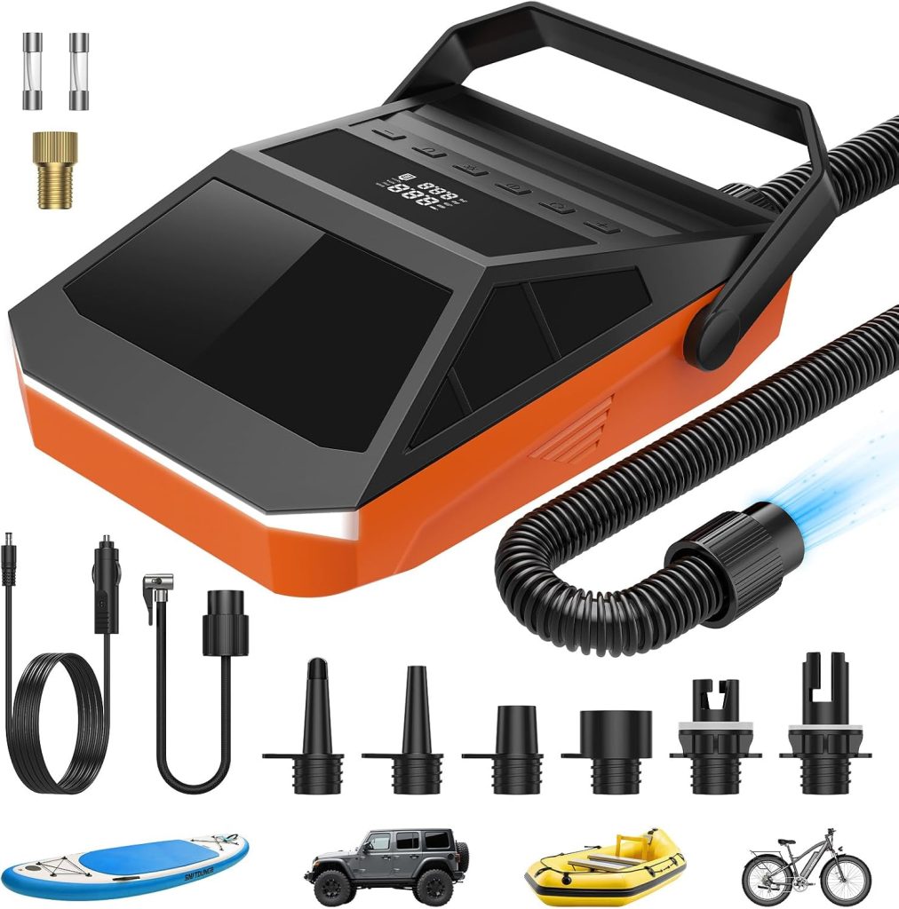 50PSI Paddle Board Pump Electric Portable, SUP Pump for Paddleboard Car Tire with Auto-Off Deflation Function, 12V DC Car Connector for Stand Up Paddle Boards Kayaks Boats Mattresses Auto Tyre Bike 50PSI Paddle Board Pump Electric Portable, SUP Pump for Paddleboard Car Tire with Auto-Off Deflation Function, 12V DC Car Connector for Stand Up Paddle Boards Kayaks Boats Mattresses Auto Tyre Bike