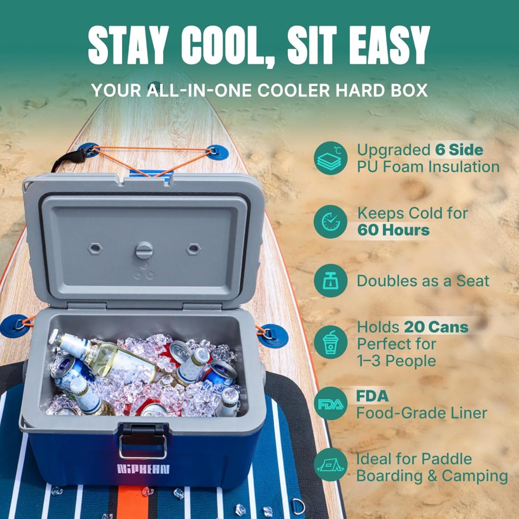 niphean Paddle Board Cooler Box Insulated Small Cooler Hard Shell 16qt Ice Chest Keeps Cool for 60hrs, Convertible Seat On Paddle Board Kayak Cooler Sup Accessories for Camping, Beach and Travel niphean Paddle Board Cooler Box Insulated Small Cooler Hard Shell 16qt Ice Chest Keeps Cool for 60hrs, Convertible Seat On Paddle Board Kayak Cooler Sup Accessories for Camping, Beach and Travel