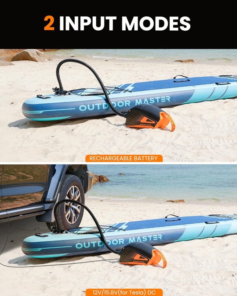 OutdoorMaster Shark 3 Paddle Board Pump Electric - 350 Fast Inflation, 20PSI 74Wh Rechargeable SUP Air Pump- Auto-Off Deflation, 12V/15.8V DC Type-C Input, 8 Nozzles for Inflatables, Boats,Kites OutdoorMaster Shark 3 Paddle Board Pump Electric - 350 Fast Inflation, 20PSI 74Wh Rechargeable SUP Air Pump- Auto-Off Deflation, 12V/15.8V DC Type-C Input, 8 Nozzles for Inflatables, Boats,Kites