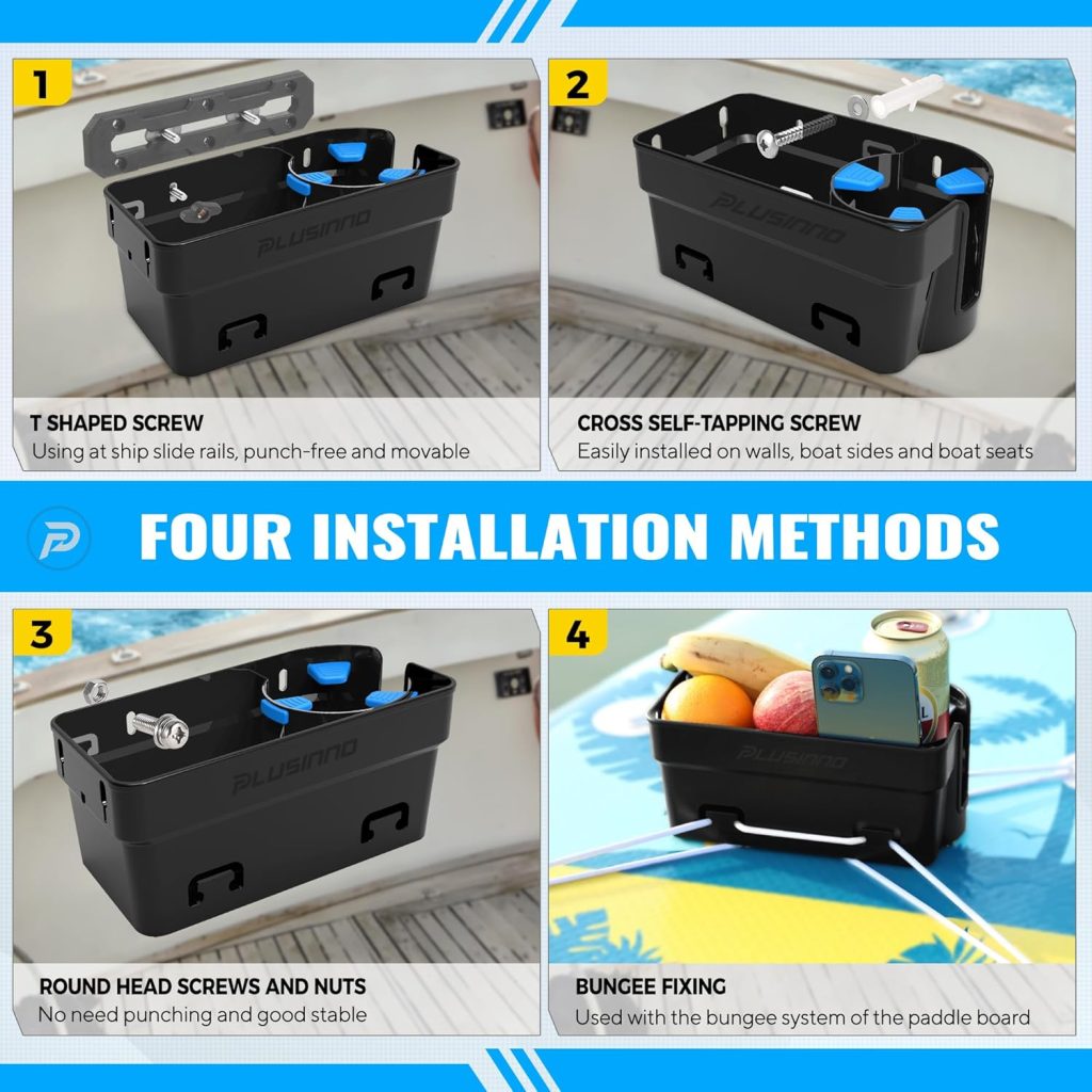 PLUSINNO Boat Cup Holder, Boat Caddy Organizer with Fishing Rod Holder, Multifunctional Boat Storage Organizer for Fishing Accessories, Boat Accessories for Jon Fishing Boat, Kayak, Paddle Boards PLUSINNO Boat Cup Holder, Boat Caddy Organizer with Fishing Rod Holder, Multifunctional Boat Storage Organizer for Fishing Accessories, Boat Accessories for Jon Fishing Boat, Kayak, Paddle Boards