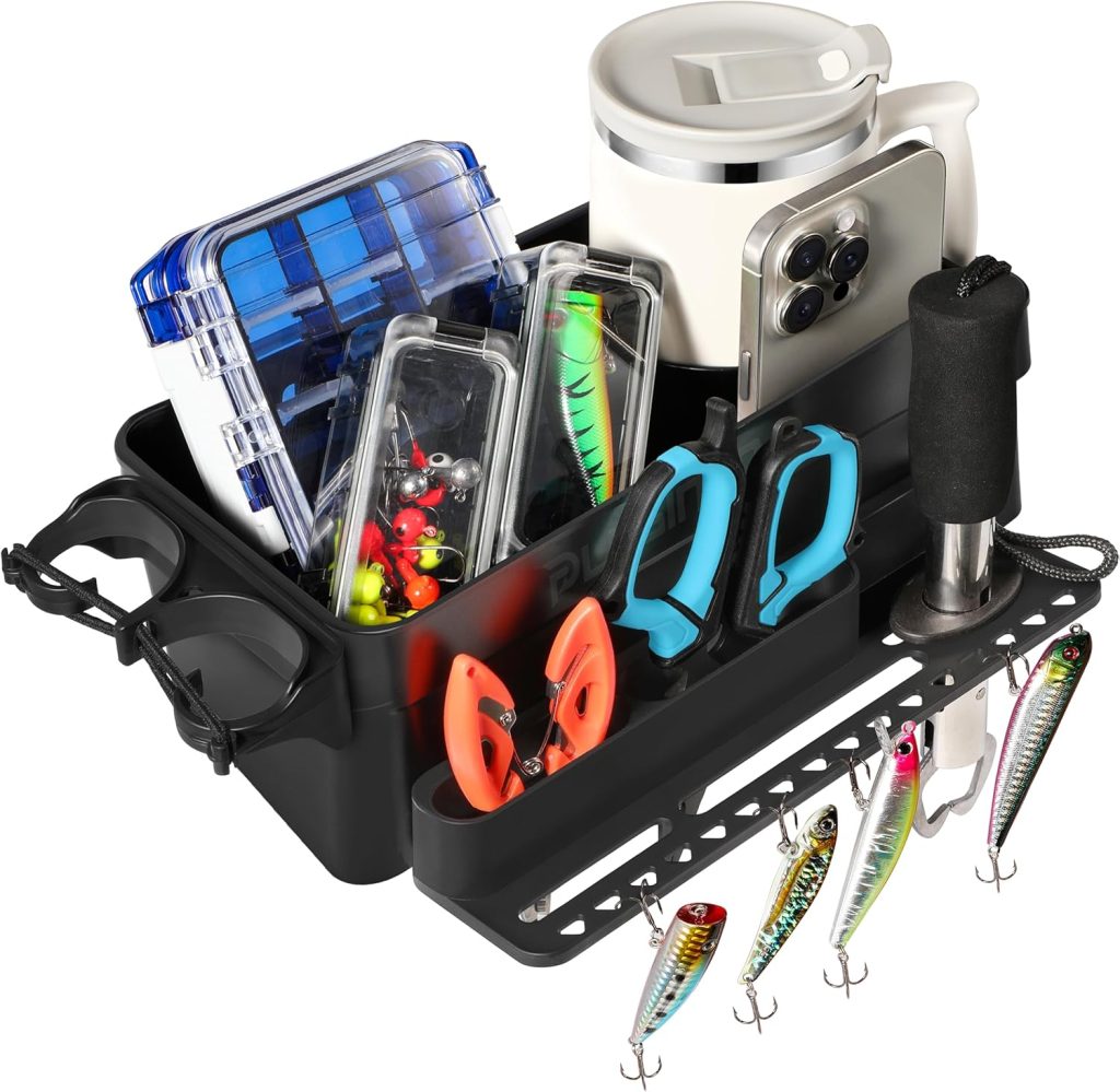 PLUSINNO Boat Cup Holder, Boat Caddy Organizer with Fishing Rod Holder, Multifunctional Boat Storage Organizer for Fishing Accessories, Boat Accessories for Jon Fishing Boat, Kayak, Paddle Boards PLUSINNO Boat Cup Holder, Boat Caddy Organizer with Fishing Rod Holder, Multifunctional Boat Storage Organizer for Fishing Accessories, Boat Accessories for Jon Fishing Boat, Kayak, Paddle Boards
