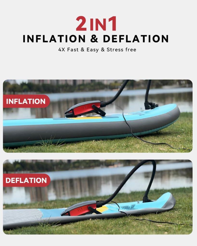 ZFOX Paddle Board Pump,50PSI Portable Electric sup Pump-Dual Motor SUP Air Pump for Inflation and Deflation, Auto-Off,12V DC Automotive Connector for Stand Up Paddle Boards ZFOX Paddle Board Pump,50PSI Portable Electric sup Pump-Dual Motor SUP Air Pump for Inflation and Deflation, Auto-Off,12V DC Automotive Connector for Stand Up Paddle Boards