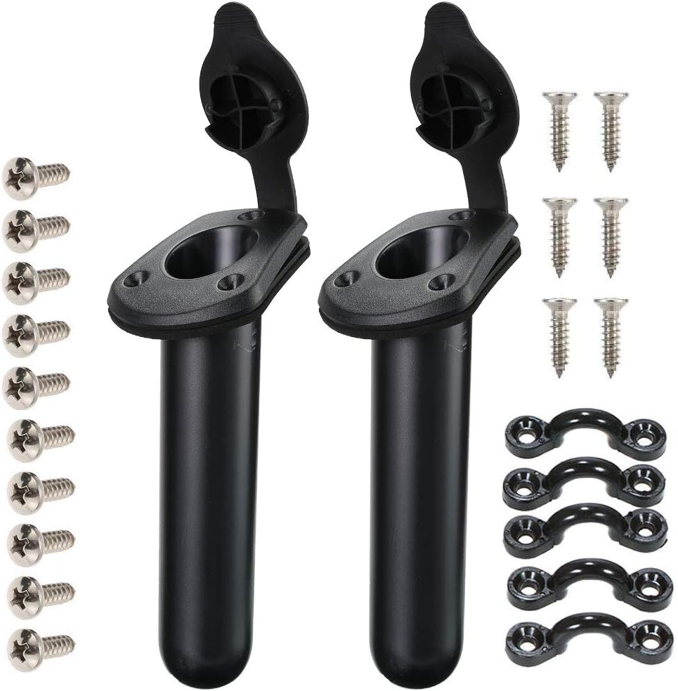 2 Pack Kayak Deck Flush Mount Fishing Rod Holders and Cap Cover for Boat, Canoe and Tackle Accessory Tool 2 Pack Kayak Deck Flush Mount Fishing Rod Holders and Cap Cover for Boat, Canoe and Tackle Accessory Tool