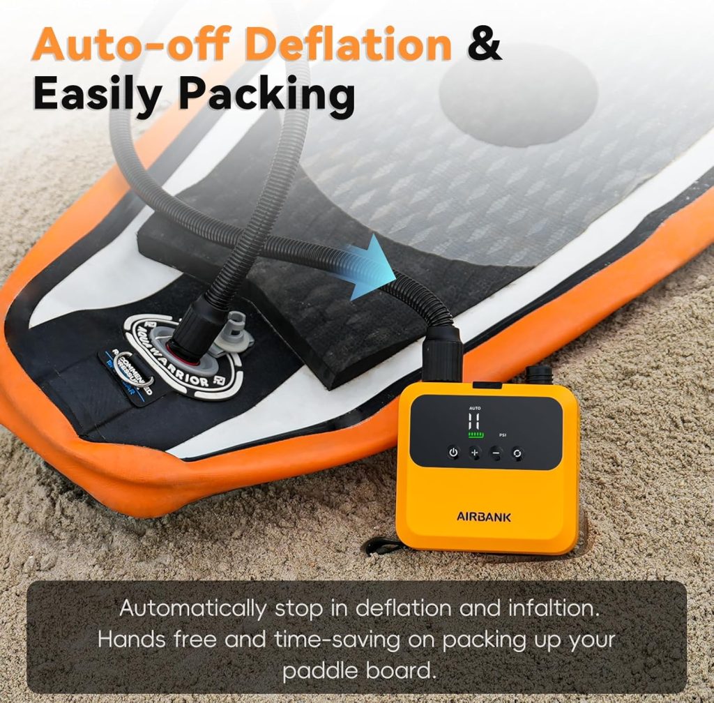 AIRBANK Mini Paddle Board Pump Pulse Pro, Small Rechargeable SUP Pump Electric Portable, Brushless Motor, MAX 20PSI, Fast Inflation Air Pump for Kayak, Inflatables, Boats, Tent, Kite Wings AIRBANK Mini Paddle Board Pump Pulse Pro, Small Rechargeable SUP Pump Electric Portable, Brushless Motor, MAX 20PSI, Fast Inflation Air Pump for Kayak, Inflatables, Boats, Tent, Kite Wings