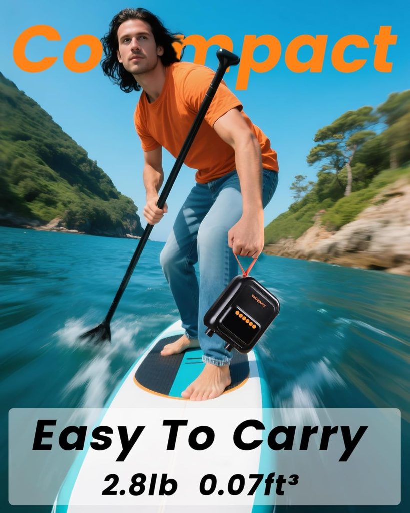 Electric Paddle Board Pump - 20 PSI Portable High Pressure SUP Air Pump for Inflatables with 12V DC Car Connector, Dual Stage Inflation Auto-Off for Paddleboard, Kayak, Boat Electric Paddle Board Pump - 20 PSI Portable High Pressure SUP Air Pump for Inflatables with 12V DC Car Connector, Dual Stage Inflation Auto-Off for Paddleboard, Kayak, Boat