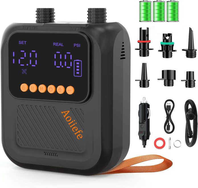 portable-rechargeable-electric-sup-paddle-board-pump-intelligent-dual-stage-inflationdeflation-up-to-20psi-and-auto-off-