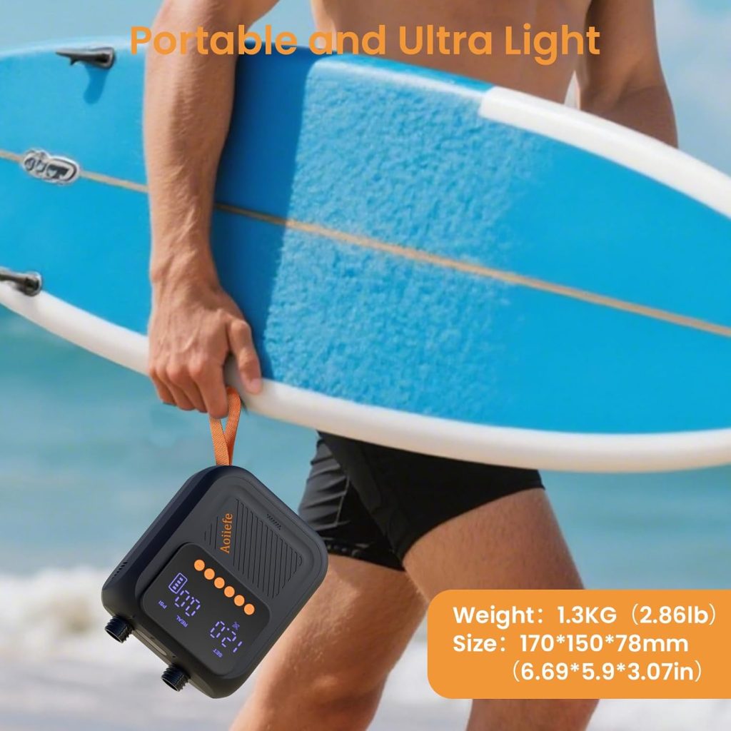 Portable Rechargeable Electric SUP Paddle Board Pump, Intelligent Dual Stage InflationDeflation, Up to 20PSI and Auto-Off for Stand UP Paddle Boards, Kayaks, Tents Portable Rechargeable Electric SUP Paddle Board Pump, Intelligent Dual Stage InflationDeflation, Up to 20PSI and Auto-Off for Stand UP Paddle Boards, Kayaks, Tents